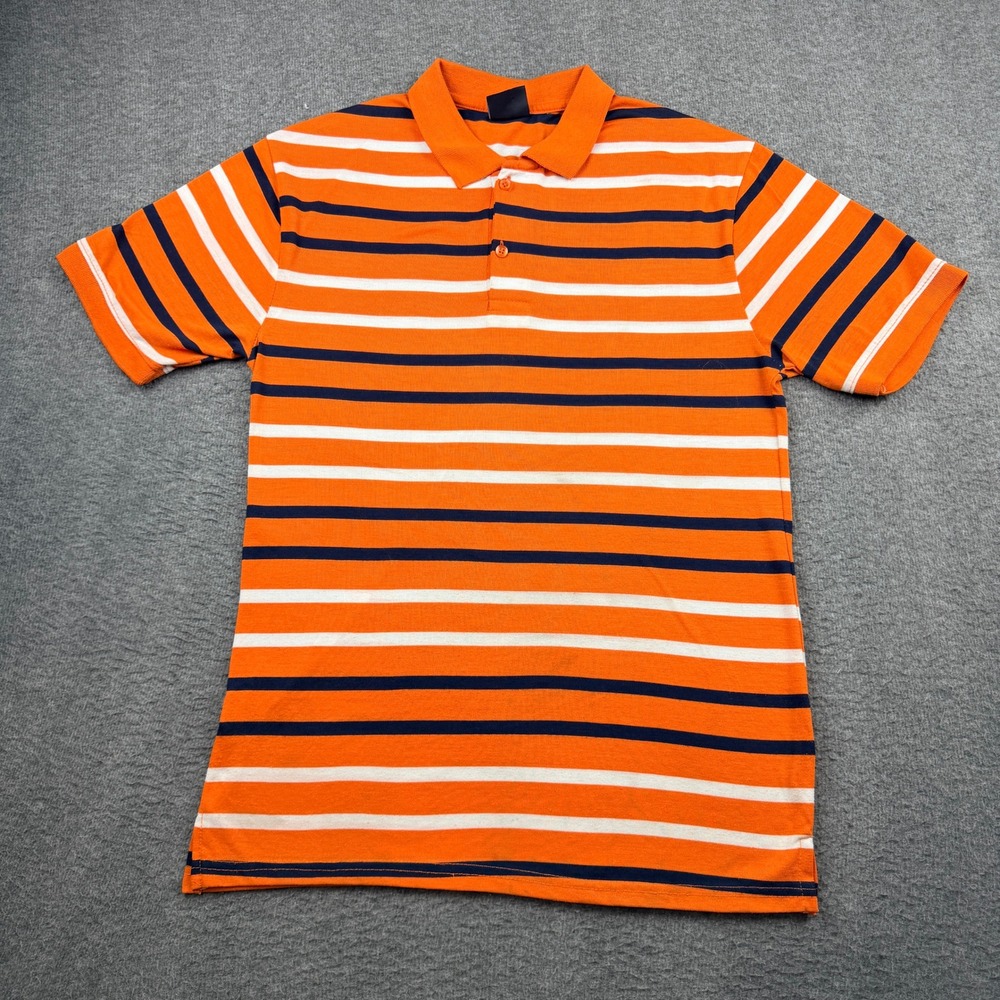 Pacific‎ Polo Club Men's M Medium Orange Striped Short Sleeve Polo Shirt